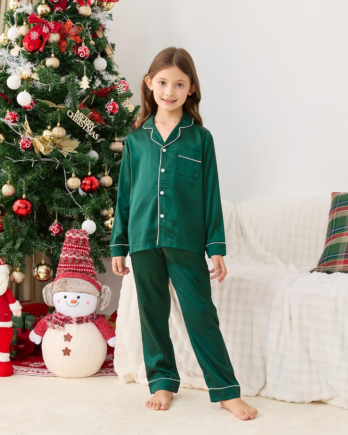 Detalle 2 de LYSTAO Matching Christmas Pajama Set, Satin