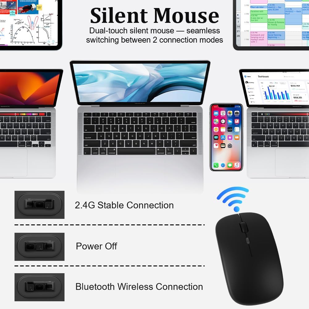 Thumbnail 6 de Aolso Bluetooth Keyboard and Mouse Set with Backlight (UK layout) – Ultra-thin, Quiet & Rechargeable