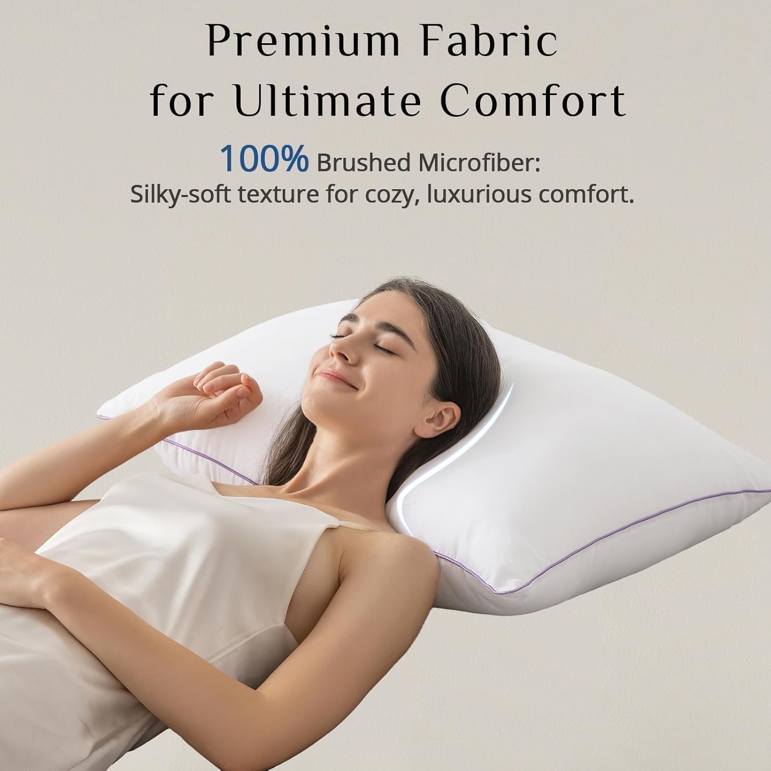 Thumbnail 3 de JOLLYVOGUE Queen Pillows (Set of 4) — Washable Down-Alternative Support for Side, Back, and Stomach Sleepers