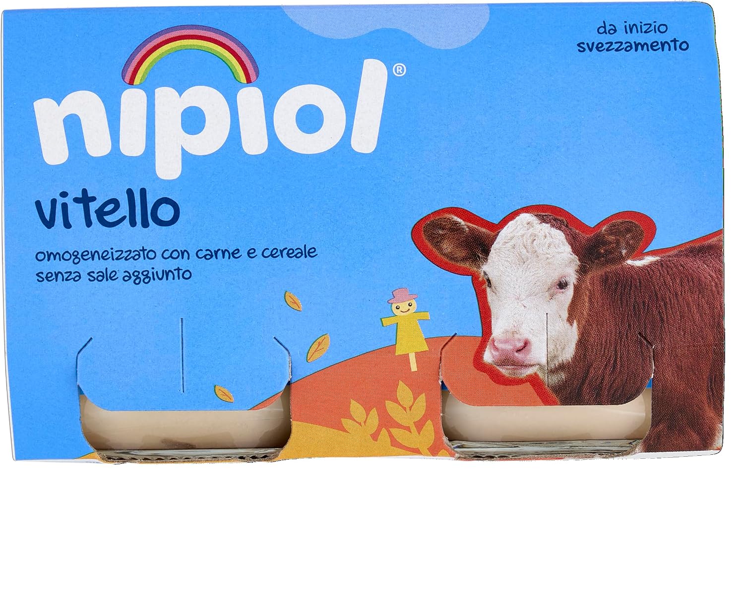 Nipiol Omogeneizzato Vitello - 2x120 g, 12 confezioni: omogeneizzato di carne 100% vitello senza sale aggiunto