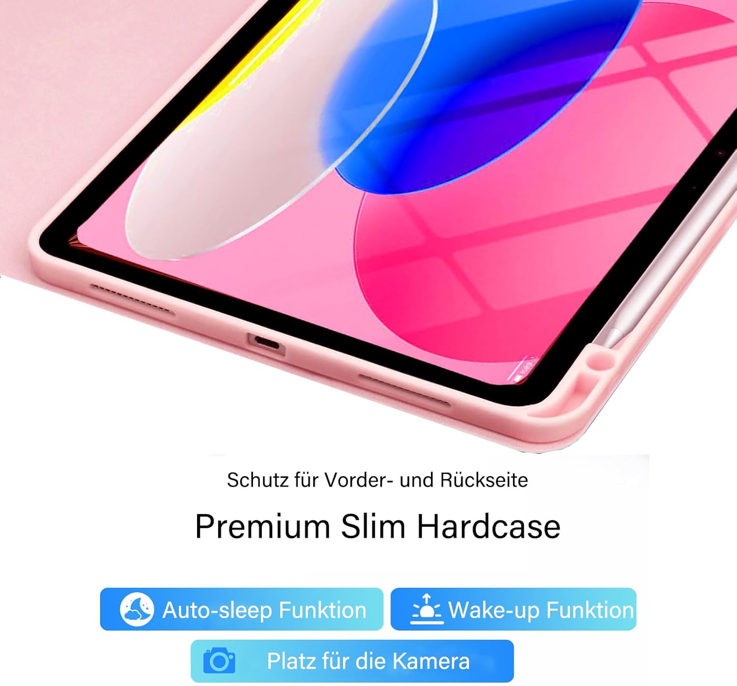 Thumbnail 2 de WALWALO Hülle Tastatur für iPad 10./11. Generation (A16) mit QWERTZ, beleuchtet, magnetisch abnehmbar – rosa