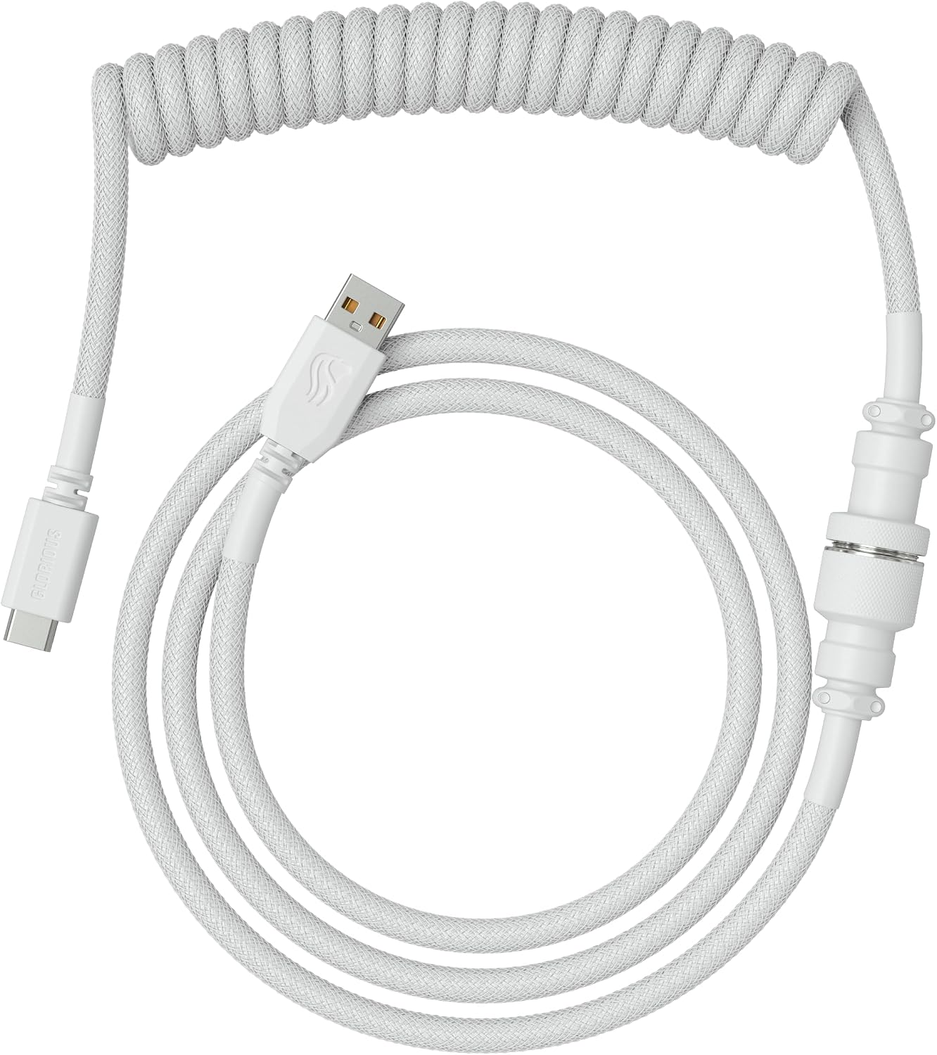 Detalle de GLORIOUS Gaming Premium Coiled Keyboard Cable – USB-C auf USB-A (5-poliger Aviator) Ghost White