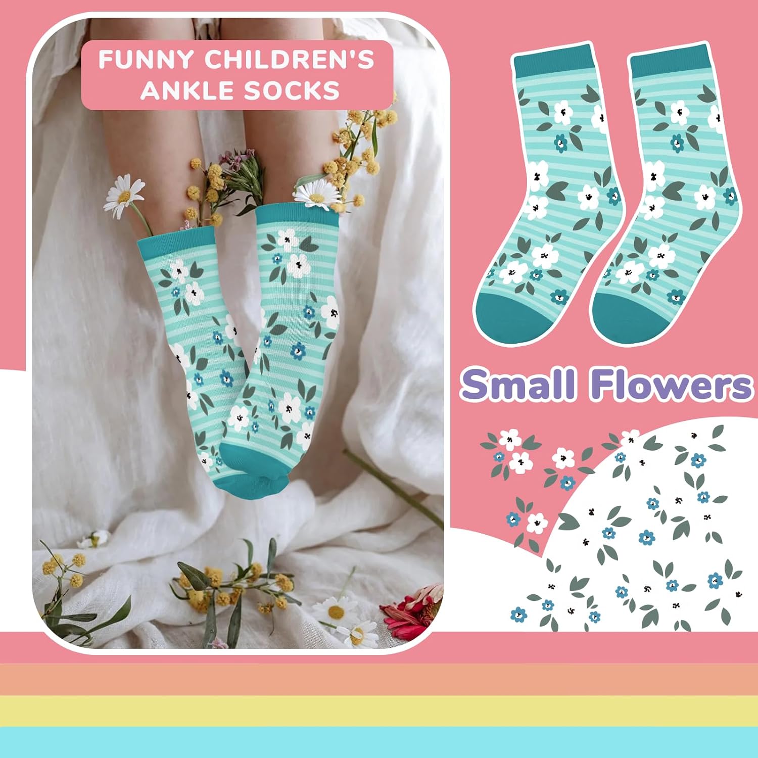 Thumbnail 1 de Queenshin Kids Socks Novelty Six-Pair Pack: Soft, Colourful Ankle Socks for Ages 3–14