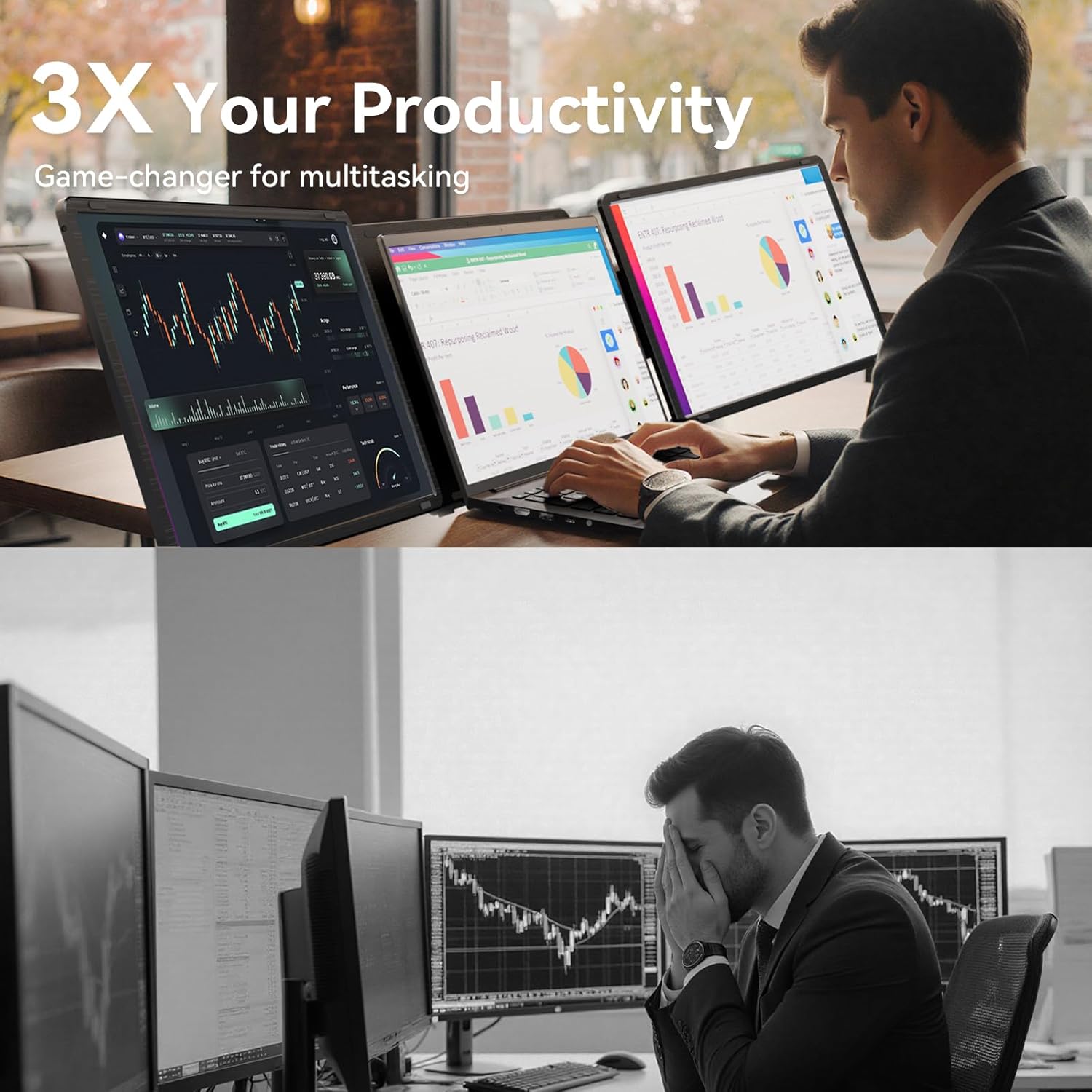 Thumbnail 2 de LXU Laptop Screen Extender (16-inch, 1200P, 16:10) Triple Portable Monitor for 12–16.5" Laptops