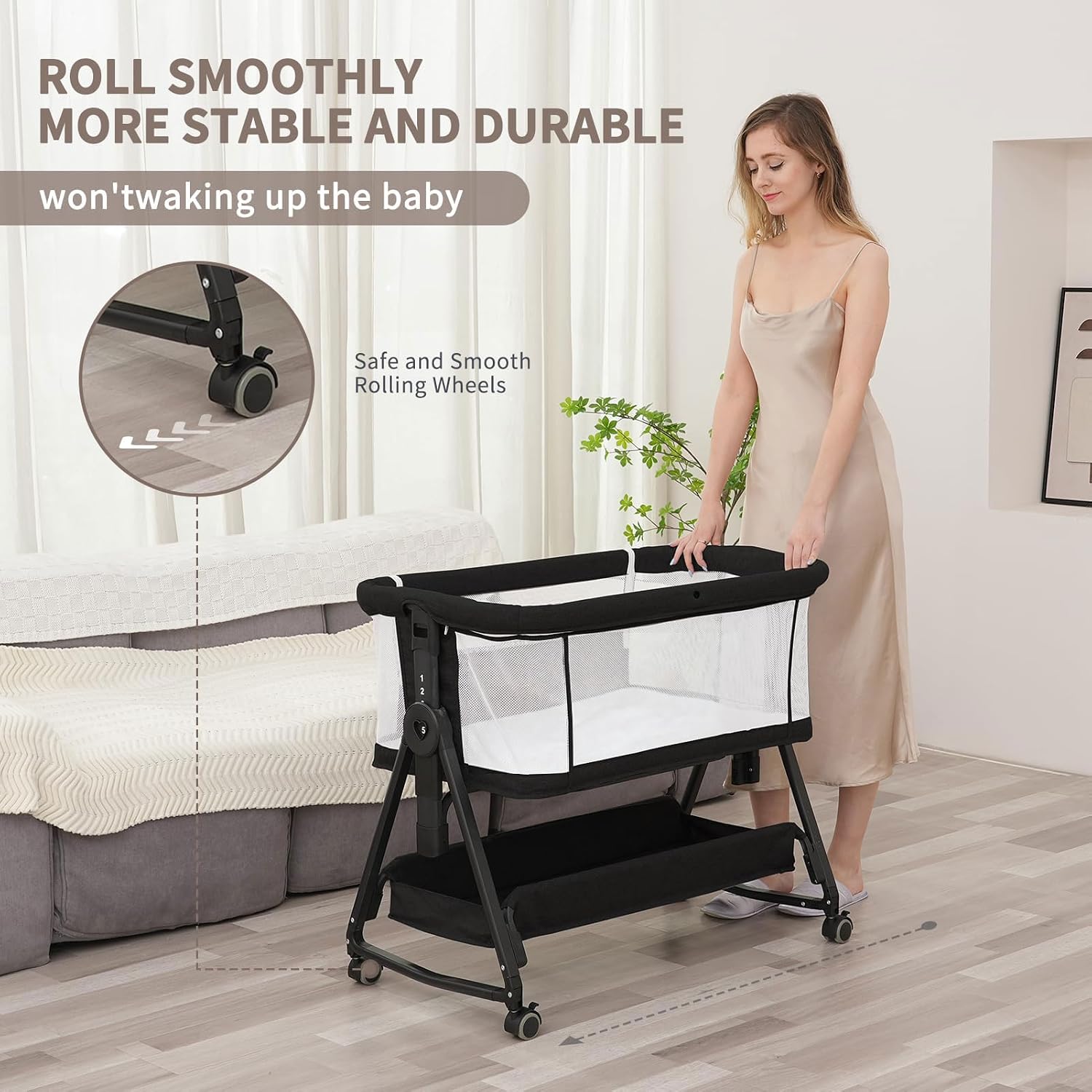 Detalle 2 de Jestonten bedside bassinet, 7 height settings