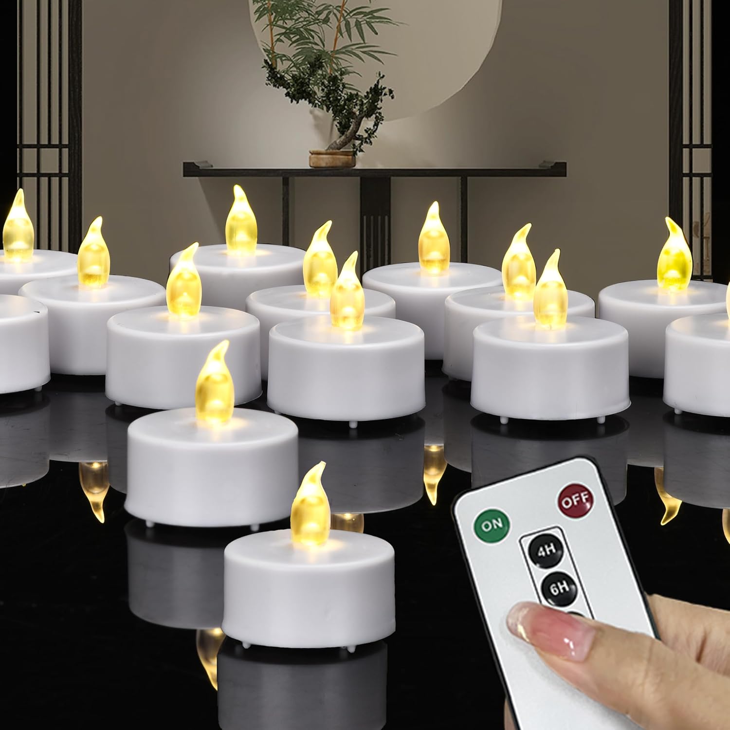 Thumbnail 4 de Paichi battery-operated LED tea lights with remote control (warm white, timer) – 5 pack