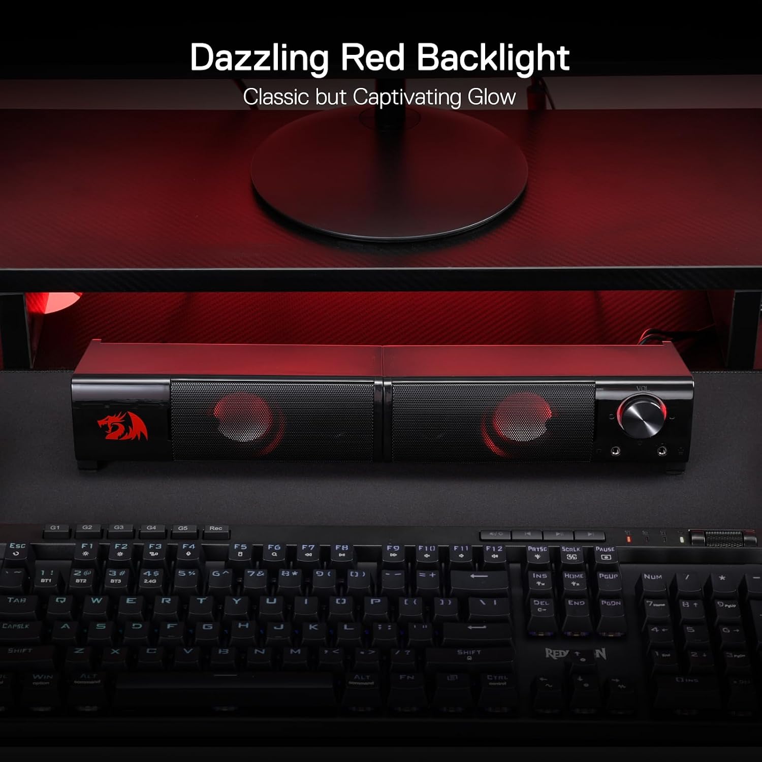 Thumbnail 6 de Redragon GS550 Orpheus 2.0 Channel PC Gaming Sound Bar Speakers (USB powered, 3.5mm, red backlit)