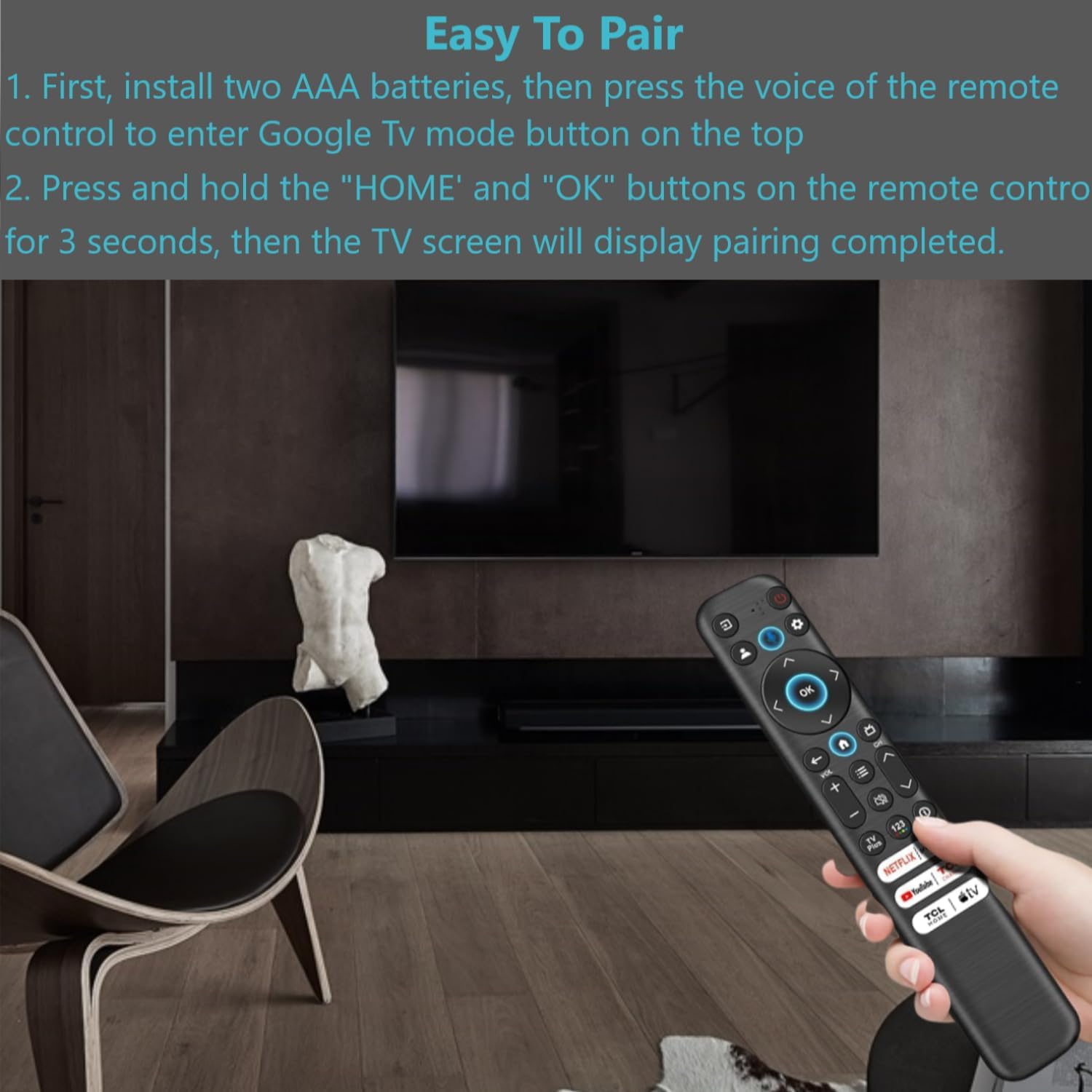 Detalle de Replacement RC813 Voice Remote for TCL Google TV (Q6, Q7, QM8, S3, S4, Q570G, Q550G, S45G, S550G Series)
