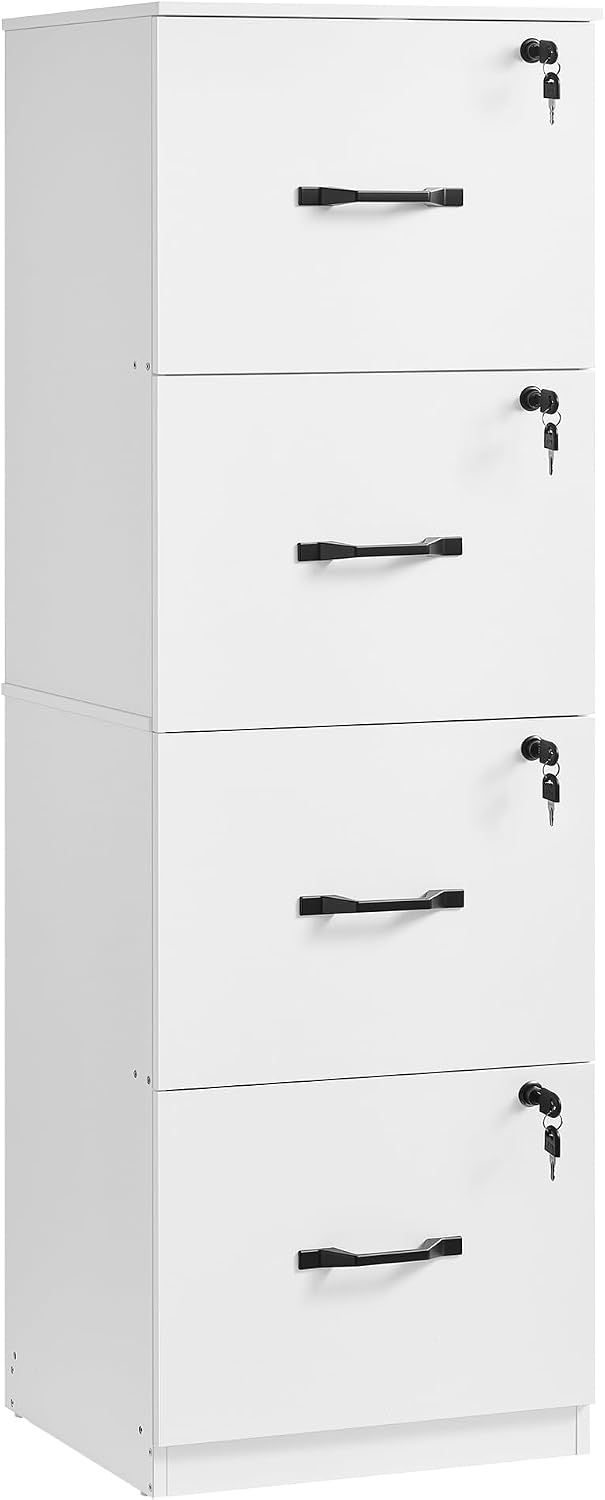 Detalle de VASAGLE CUSTOS OFC082W02 Filing Cabinet, 4 Lockable Drawers, Printer Stand
