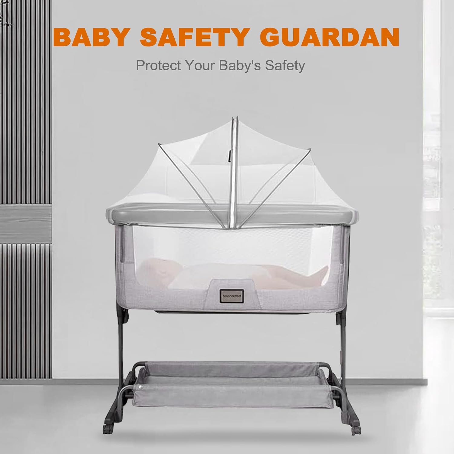 Detalle de Tryora 4483033 muggennet voor babybed, 55 x 100 cm, wit polyester