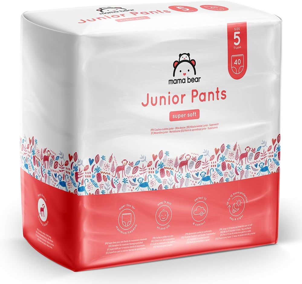 Thumbnail 3 de Amazon Brand - Mama Bear Super Soft Junior Nappy Pants Size 5 (13-20kg), 80 Count (2 x 40) in White