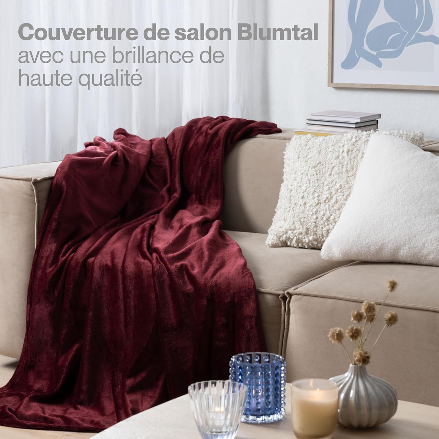 Thumbnail 5 de Blumtal Couverture Polaire 220 x 240 cm (rouge foncé) certifiée Oeko-TEX®
