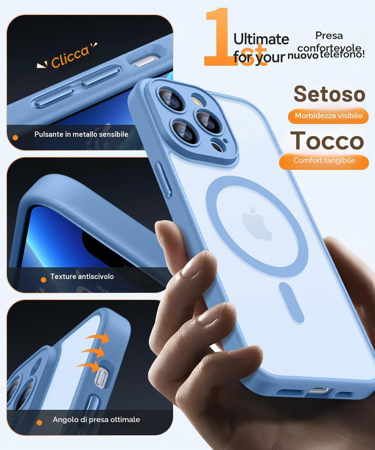 Detalle de CANSHN Cover Magnetica per iPhone 13 Pro 6,1'' – Protezione completa della fotocamera, materiale opaco e compatibile MagSafe