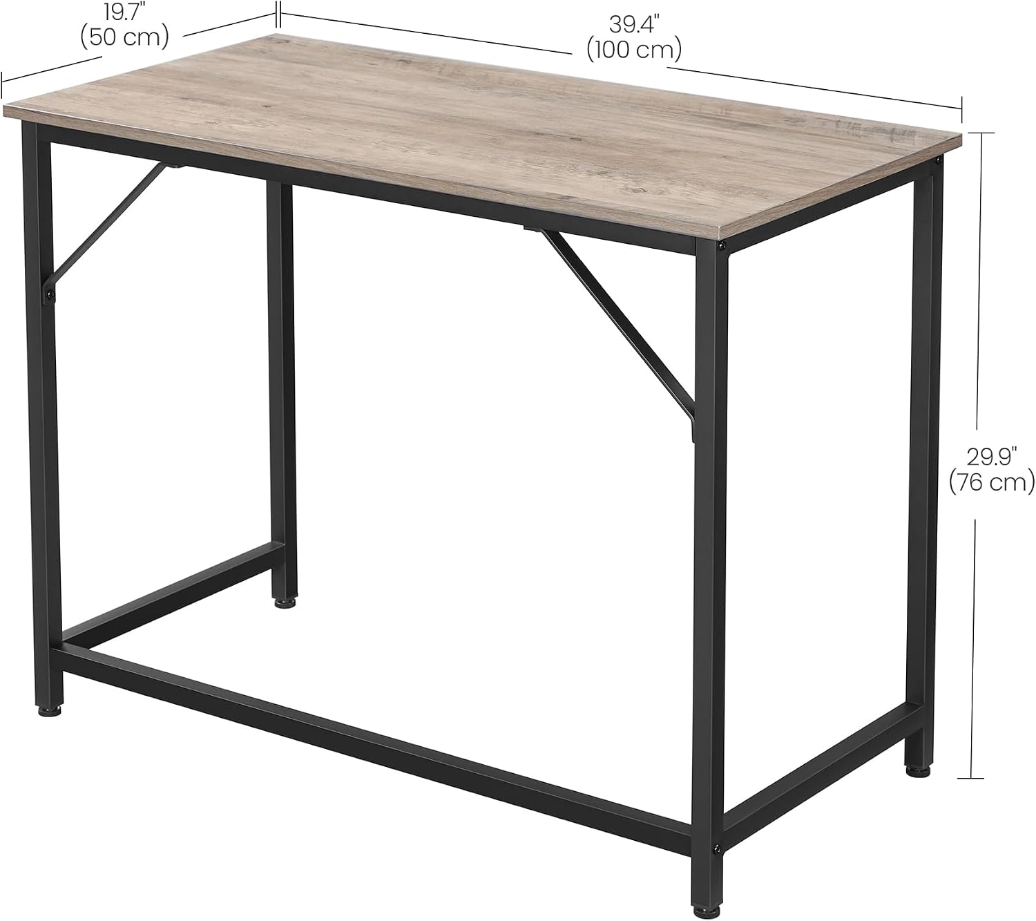 Thumbnail 2 de VASAGLE LWD041B02V2 Computer Desk: Practical 100 x 50 cm Greige Desk with Black Steel Frame