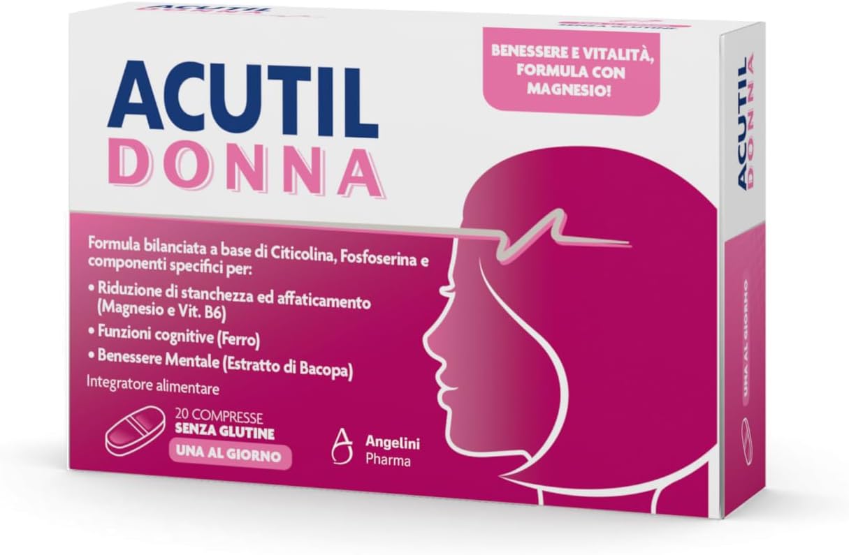 Detalle 2 de Acutil Donna: integratore alimentare con magnesio, vitamina B6, ferro ed estratto di Bacopa per il benessere femminile