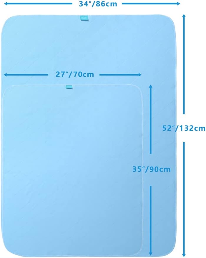 Detalle de Beedsooth set di 2 traverse impermeabili ad alta assorbenza 70x90 cm, blu