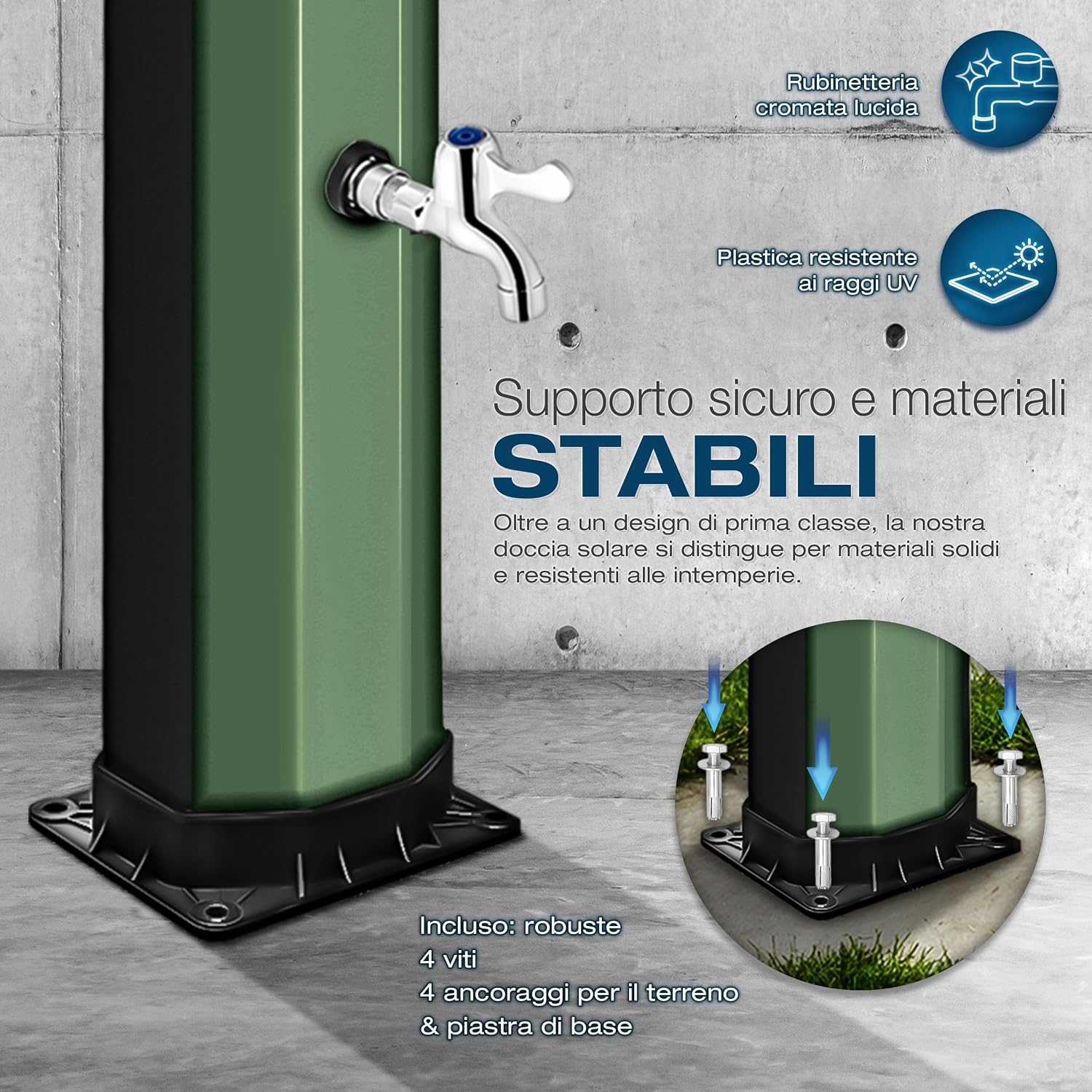 Thumbnail 3 de Tillvex Doccia Solare con Coperchio di Protezione, 35 L, Nero/Oro – Doccia da giardino a energia solare