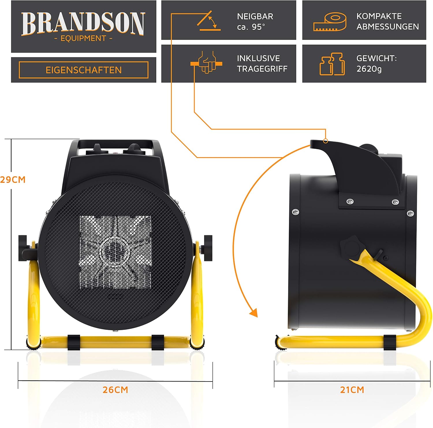 Detalle de Brandson Heizlüfter 3000 W Keramik-Heizgerät