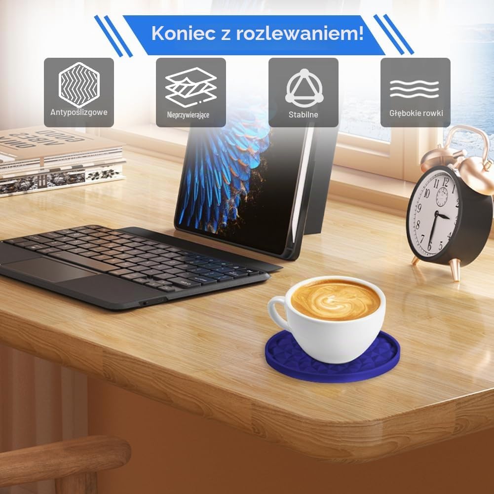Detalle 2 de AUAUY silikonowe podstawki pod kubki, 10 cm, grube 0,71 cm, antypoślizgowe