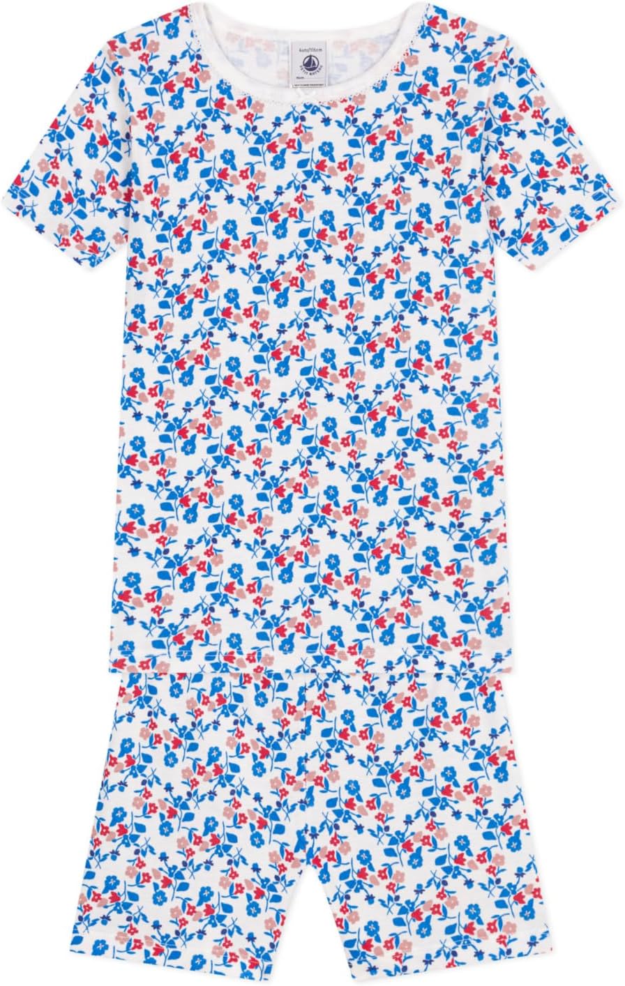 Thumbnail 2 de Petit Bateau Pyjacourt Fille : pyjama short enfant en coton fleuri très ajusté