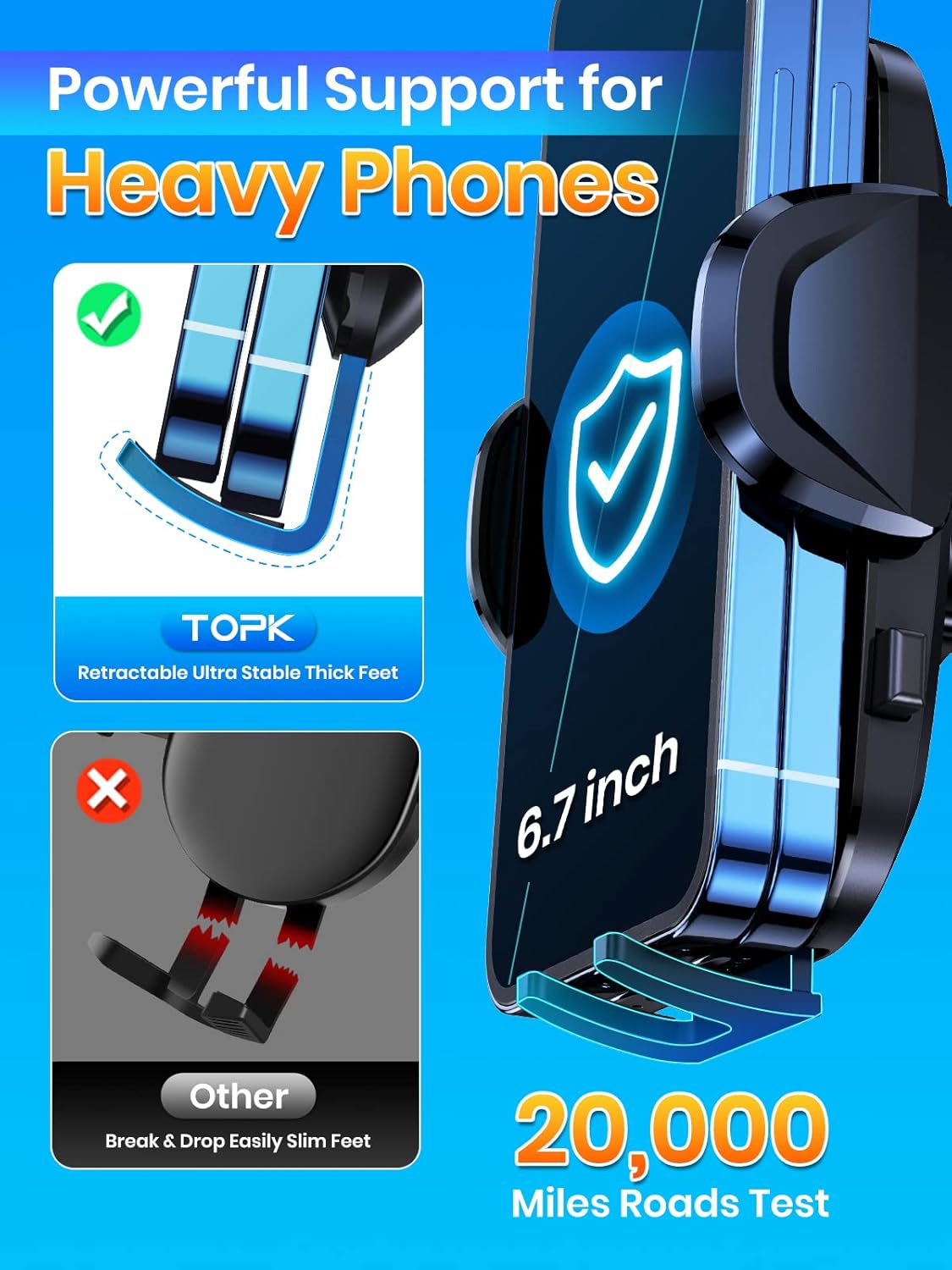 Thumbnail 4 de TOPK Car Phone Holder 4-in-1 Mount