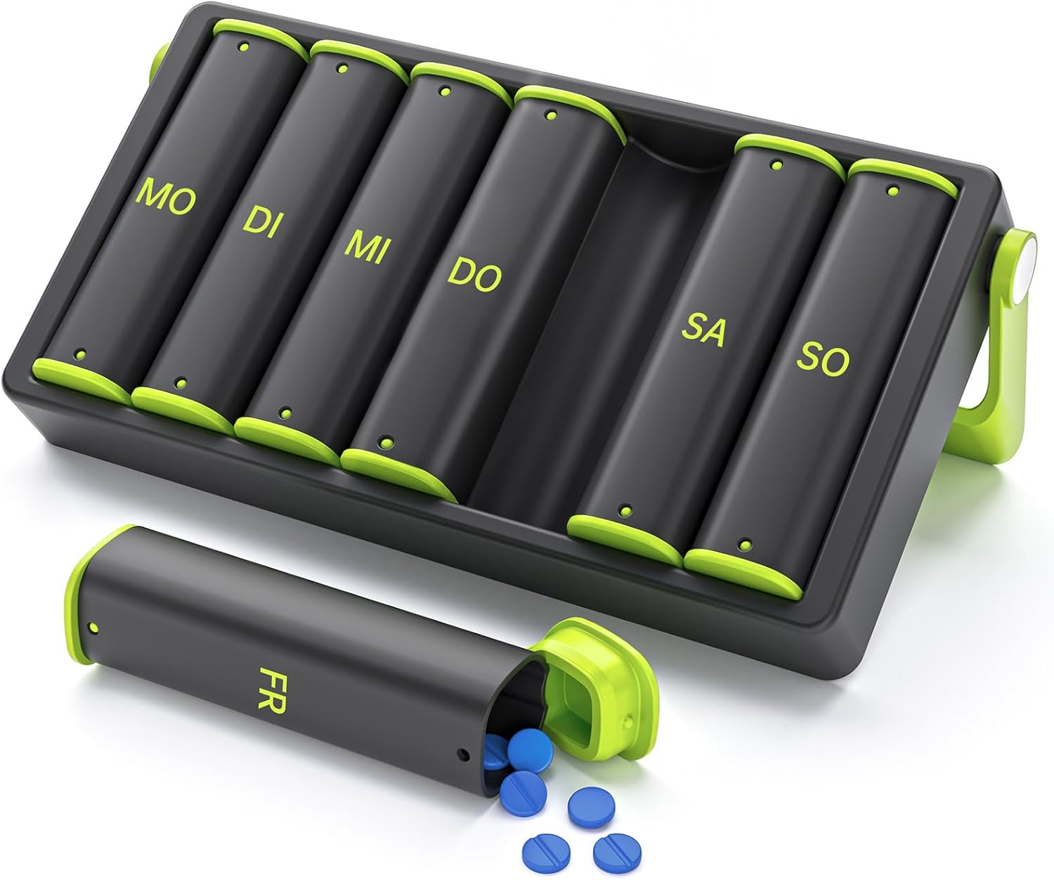 KOVIUU Tablettenbox 7 Tage Morgens Abends – Große 2-Fächer Pillendose für unterwegs