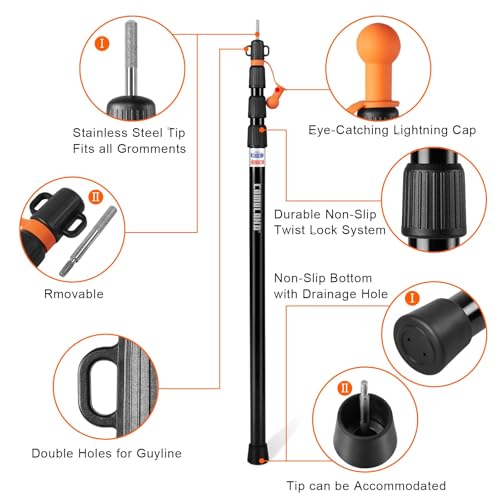 Detalle de CAMULAND Teleskopstange 79–230 cm Set (2 Stück) – robustes Aluminium, rutschfeste Spitze