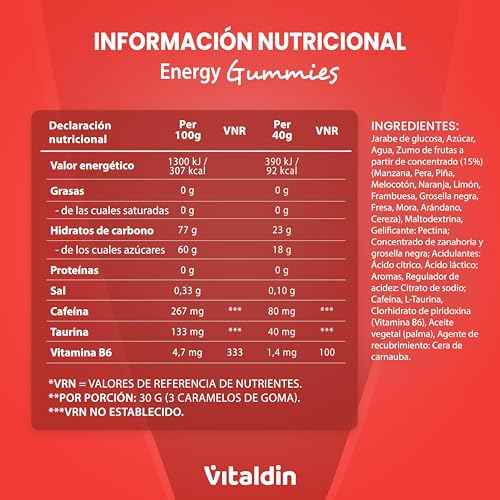 Thumbnail 5 de Vitaldin Sport Power Gummies Caffeine & Taurine - Vegano, 30 uds