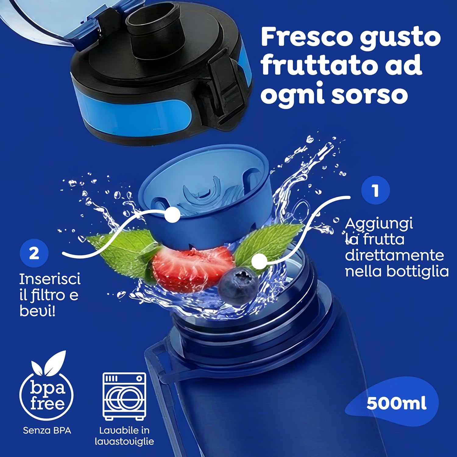 Detalle de Sweety Fox Borraccia per Bambini 500 ml, a Prova di Perdite e Lavabile in Lavastoviglie