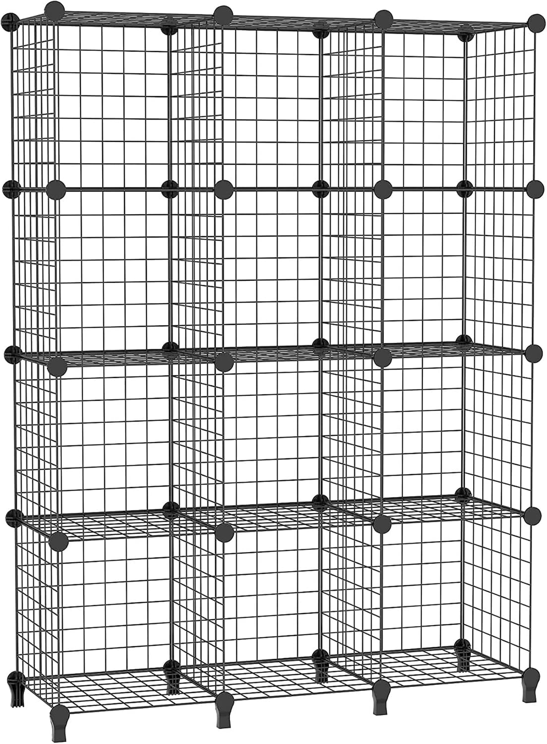 Detalle de AWTATOS USCIH12BE 12-Cube Wire Storage Shelf, Stackable Black Metal