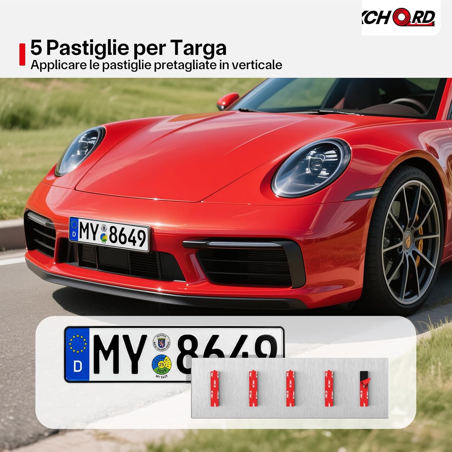 Thumbnail 5 de FIXCHORD Cuscinetti adesivi per targa con nastro biadesivo extra forte 5962 (10 pezzi) per montaggio su auto