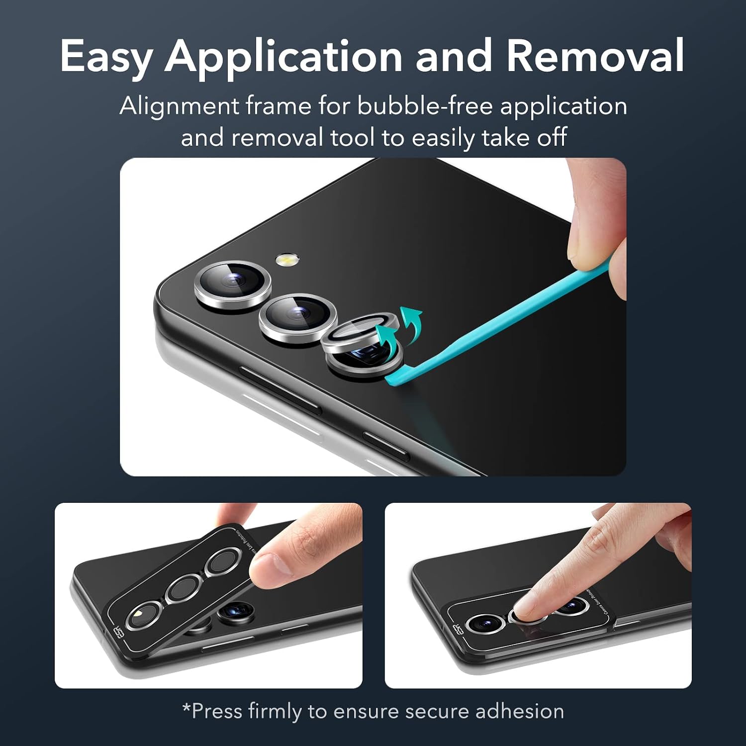 Detalle 2 de ESR Galaxy S23/S23+ Camera Lens Protector, Silver 9H Tempered Glass