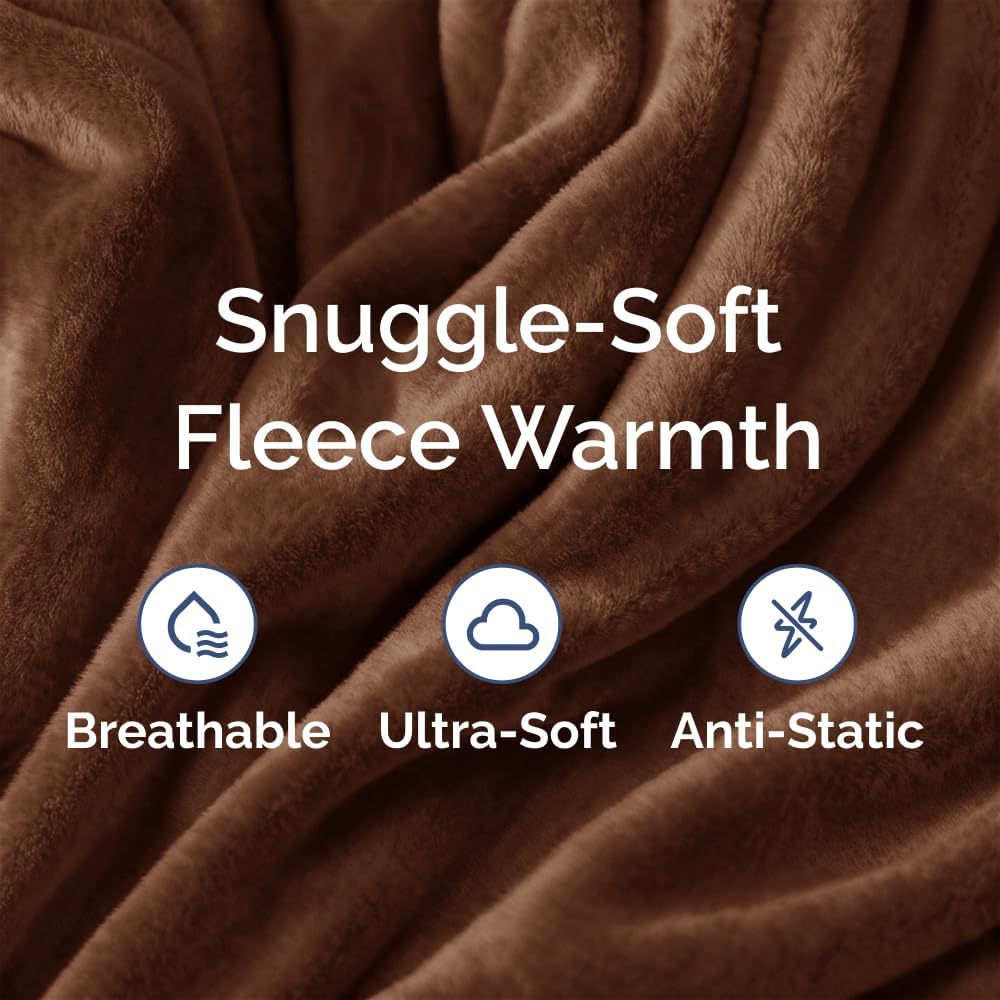 Thumbnail 2 de Ultra Soft Fleece Blanket Twin Size (Flannel Fleece Luxury) in Brown — Lightweight, Thick & Breathable Throw