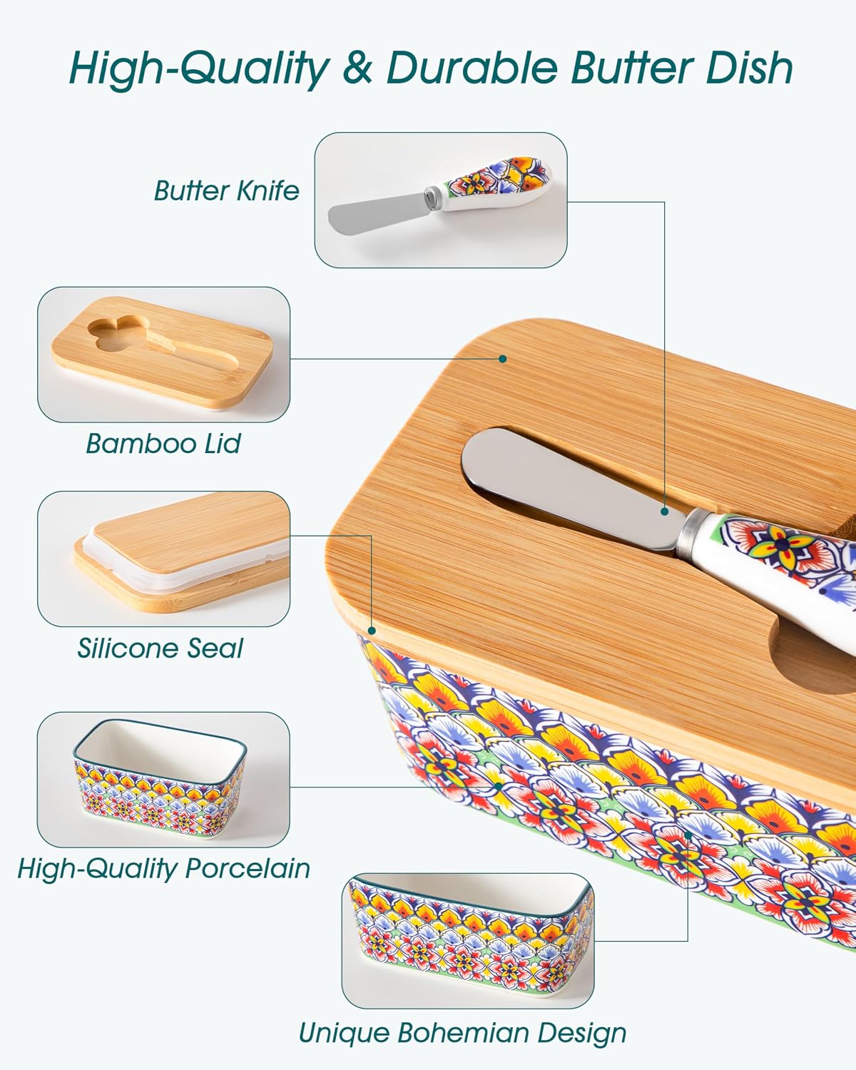 Detalle de vancasso Ceramic Butter Dish, 6.5-inch