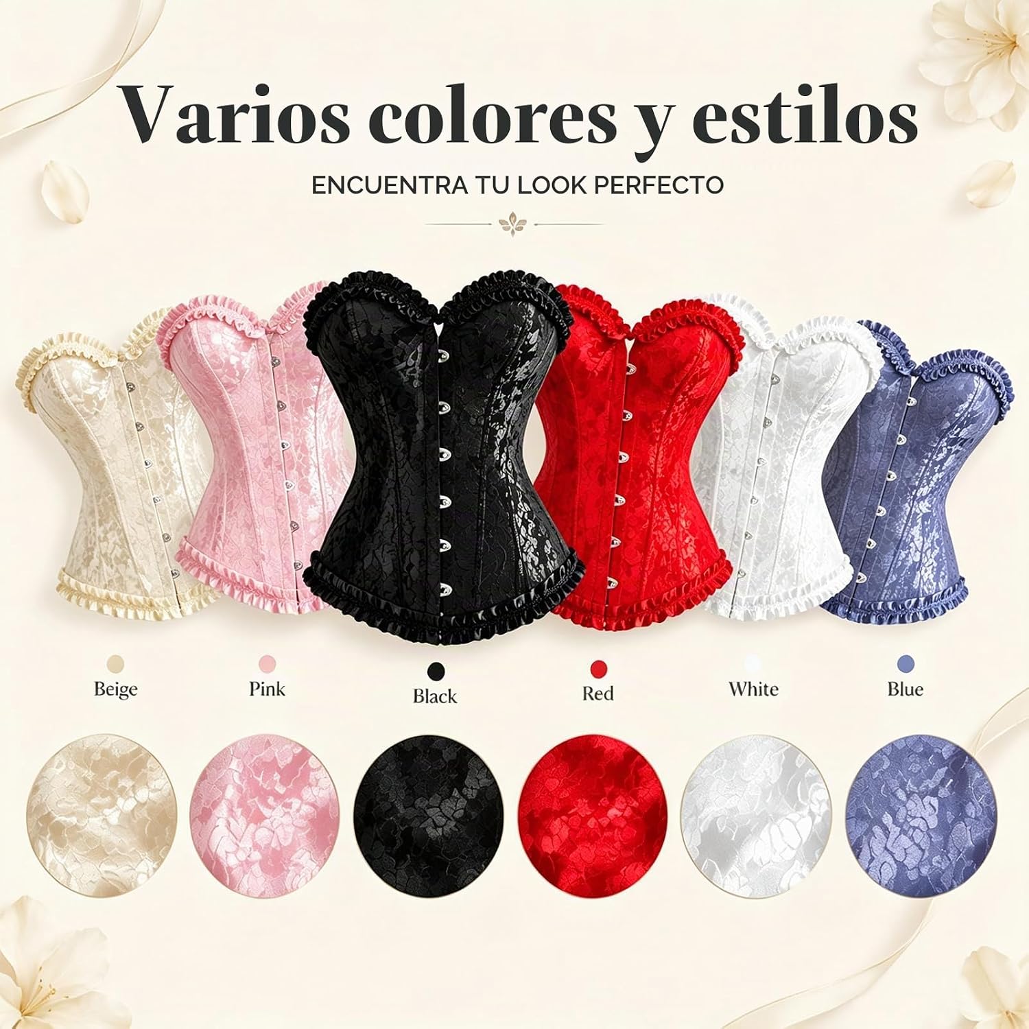 Thumbnail 6 de riou Corsé de mujer ajustable con cordones traseros para disfraces y fiestas
