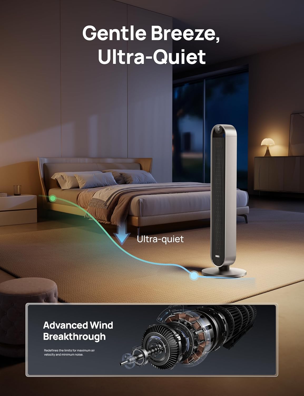 Thumbnail 4 de DREO Pilot Max 42-Inch Bladeless Tower Fan, 120° Oscillation