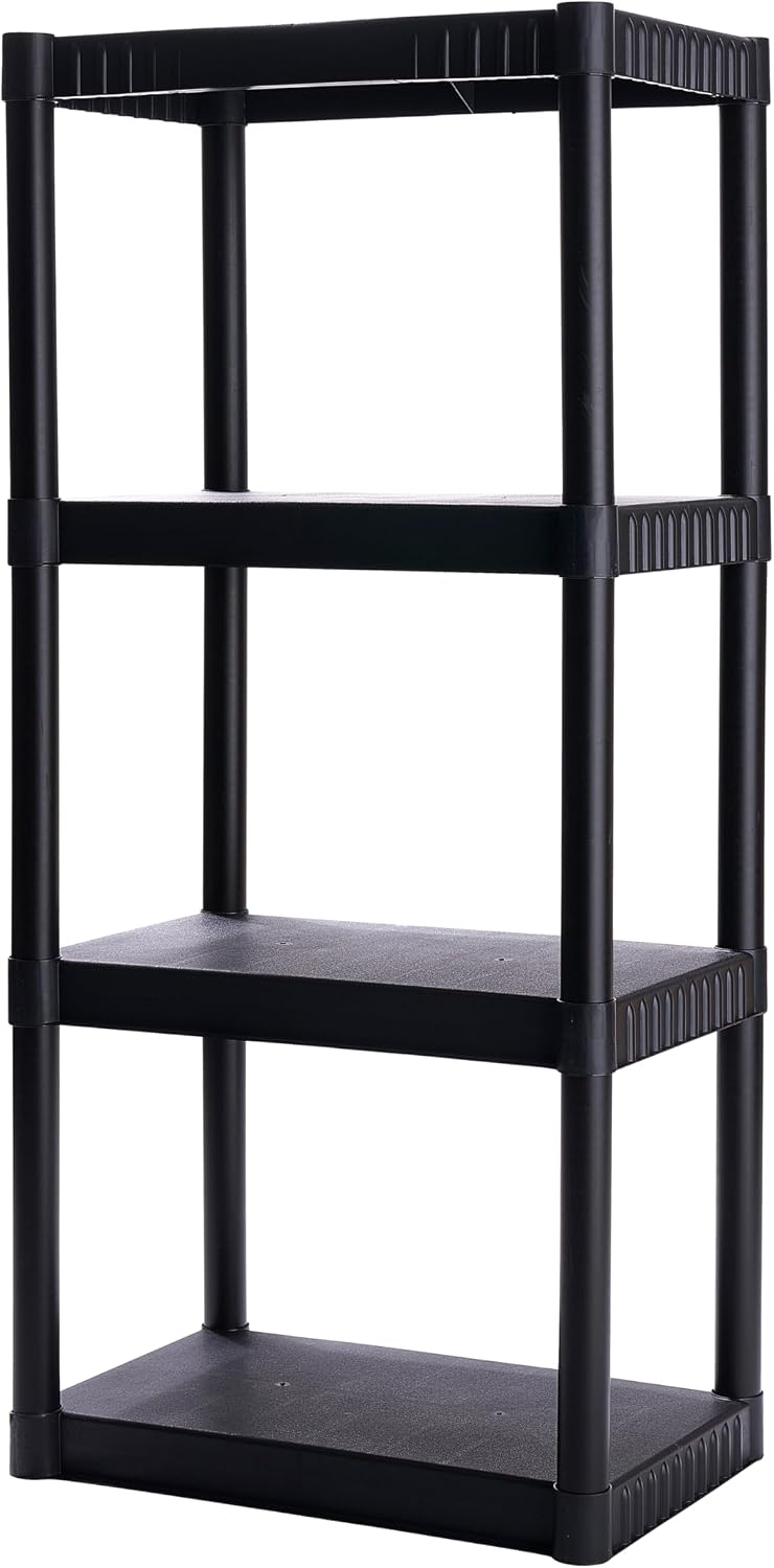 Detalle de Plano PLA9177SB 4-Shelf Plastic Storage Unit, 200 lb Capacity, Black