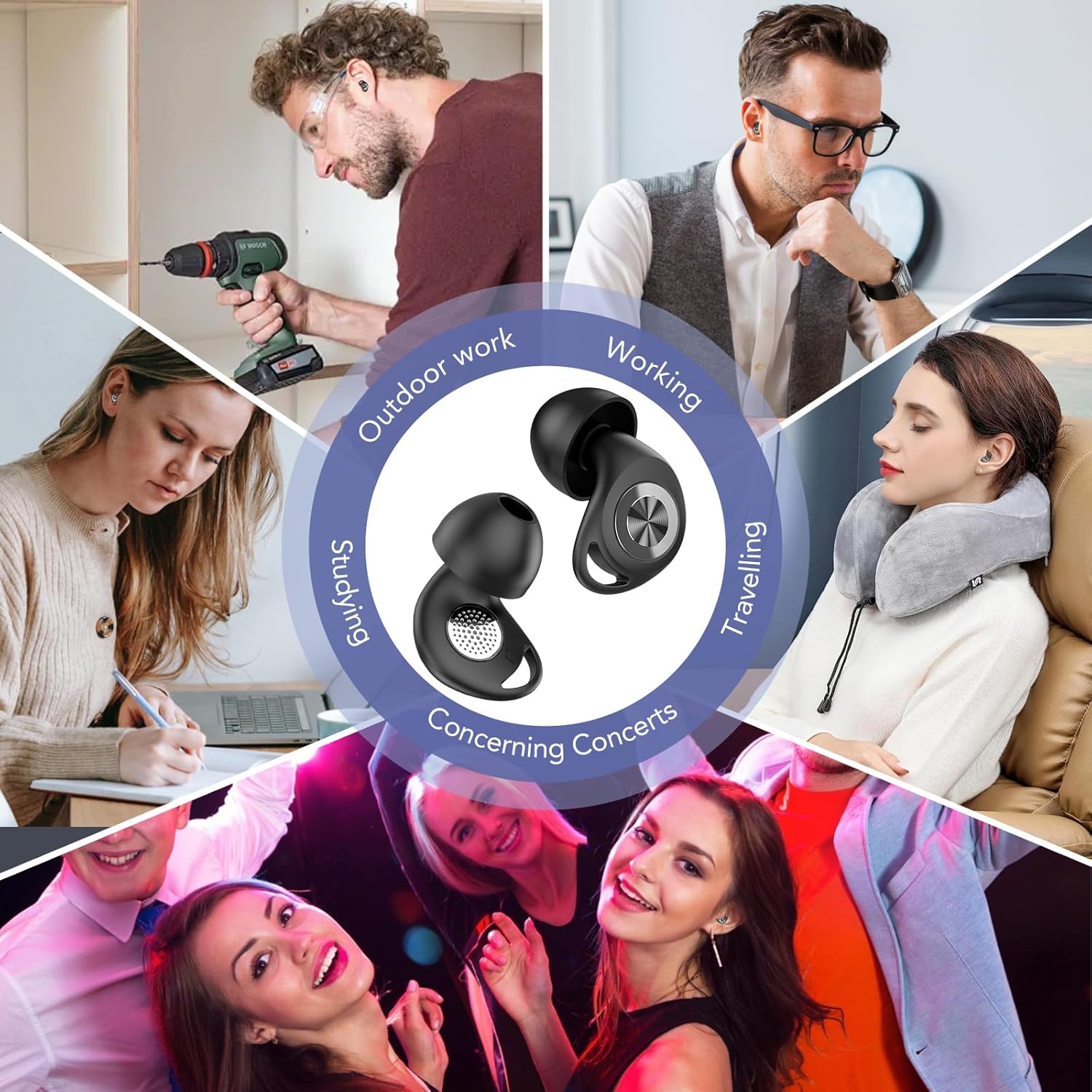 Thumbnail 5 de CASCHO Ear Plugs for Sleep Black (45dB) — reusable silicone noise cancelling earplugs with 8 tips & case