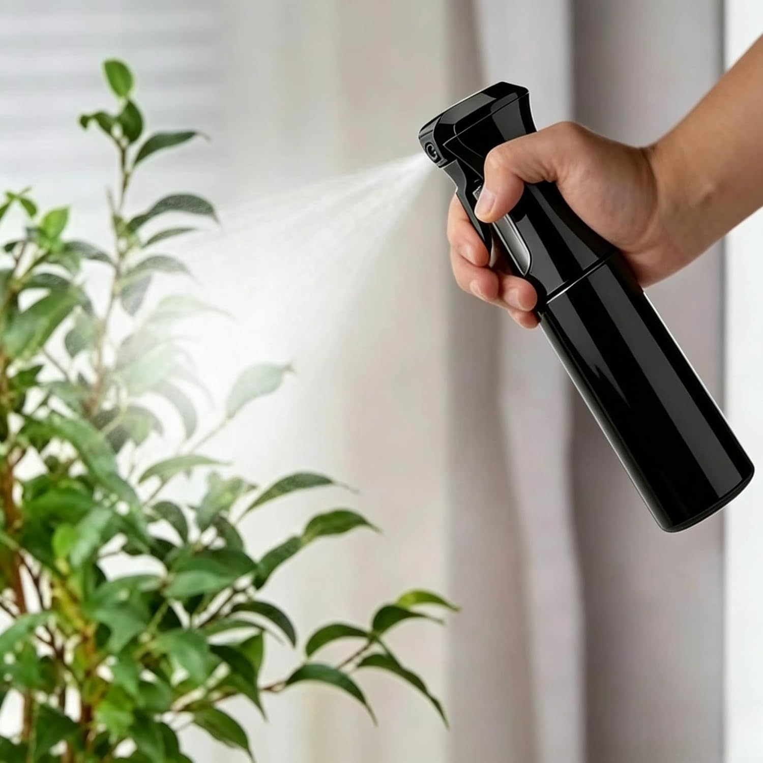 Detalle de ZHIYE Hair Spray Bottle: Continuous Water Mister with Fine All‑Angle Mist (5.4oz / 160ml, Black)
