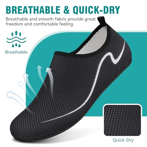 Thumbnail 2 de gitzing Water Shoes for Women & Men – Quick-Dry Barefoot-Feel Aqua Socks (Black, 12.5 UK/47 EU)