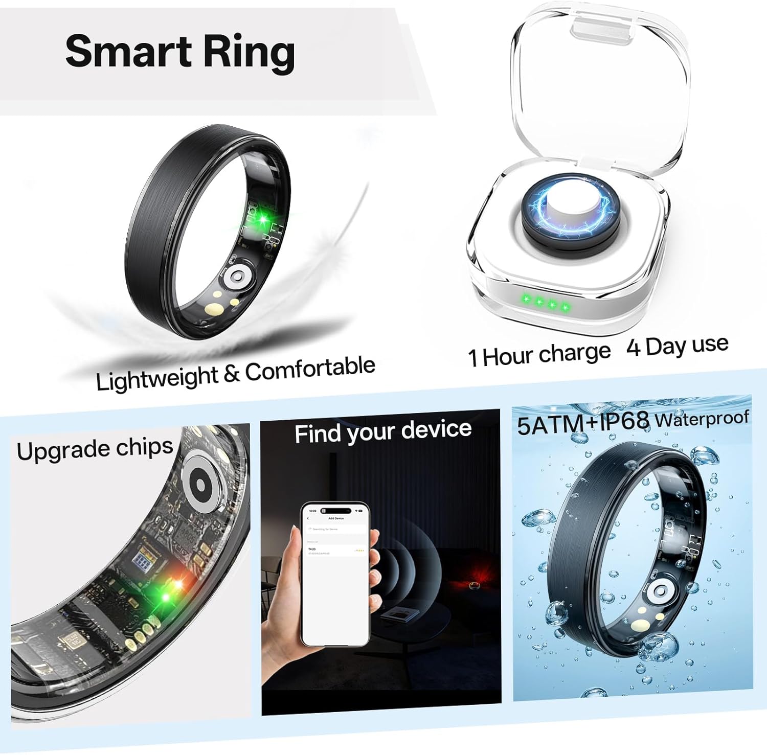 Thumbnail 6 de Smart Ring Fitness Tracker Size 10