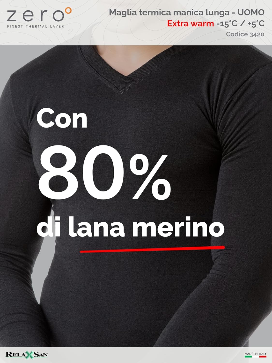 Thumbnail 1 de Relaxsan Zero Maglia termica uomo a manica lunga con lana merino e Dryarn, cod. 3020