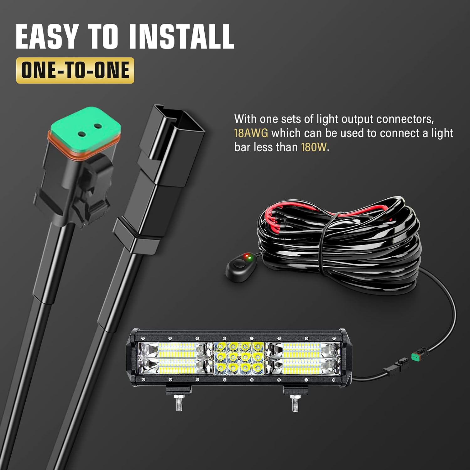 Thumbnail 5 de Willpower LED light bar wiring harness with DT connector