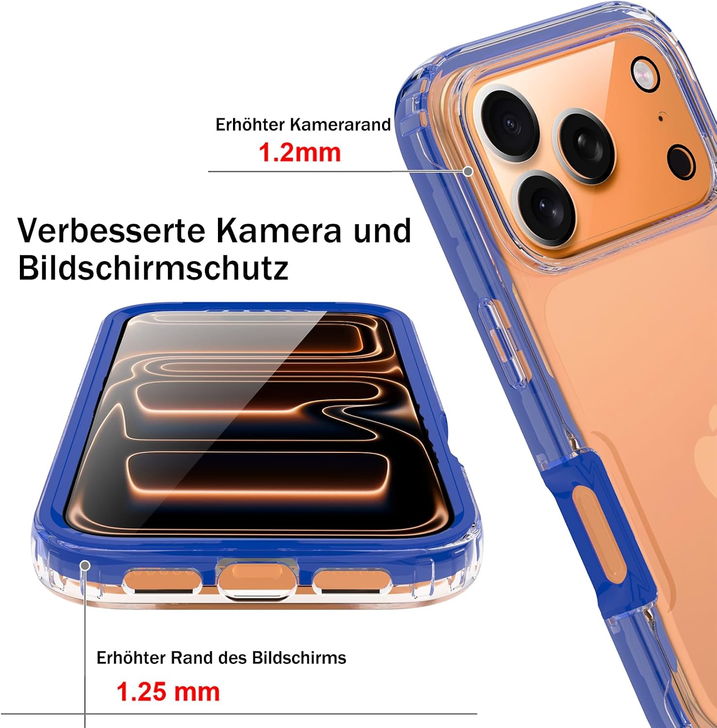 Thumbnail 4 de Leedia 360° Schutzhülle für iPhone 17 Pro (6,3 Zoll) – Blau mit eingebautem Displayschutz und Kamera-Schutzfolie [9H HD], stoßfest