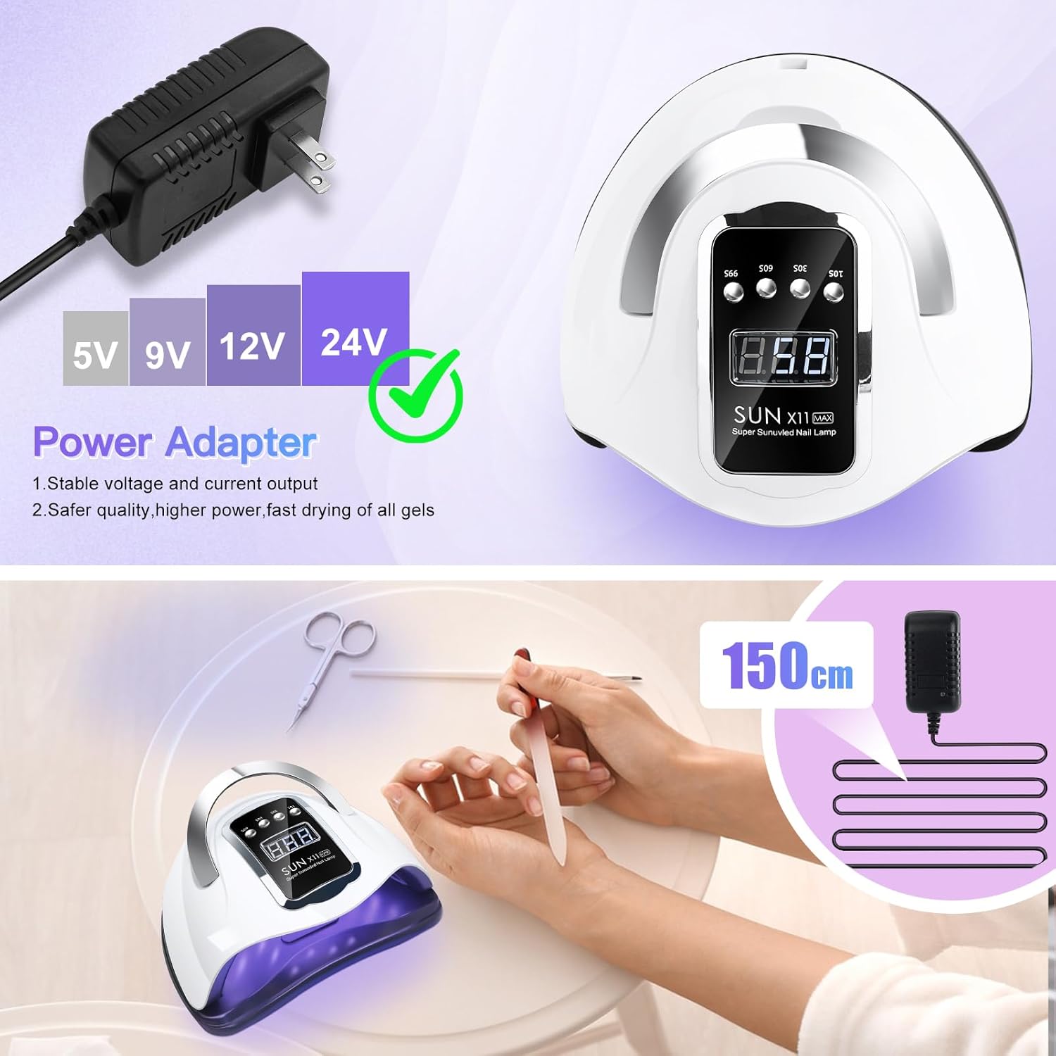 Thumbnail 5 de 320W UV-LED Nagellampe mit 66 LEDs, 4 Timer & Low-Heat-Modus (Nagelstudio & Zuhause)