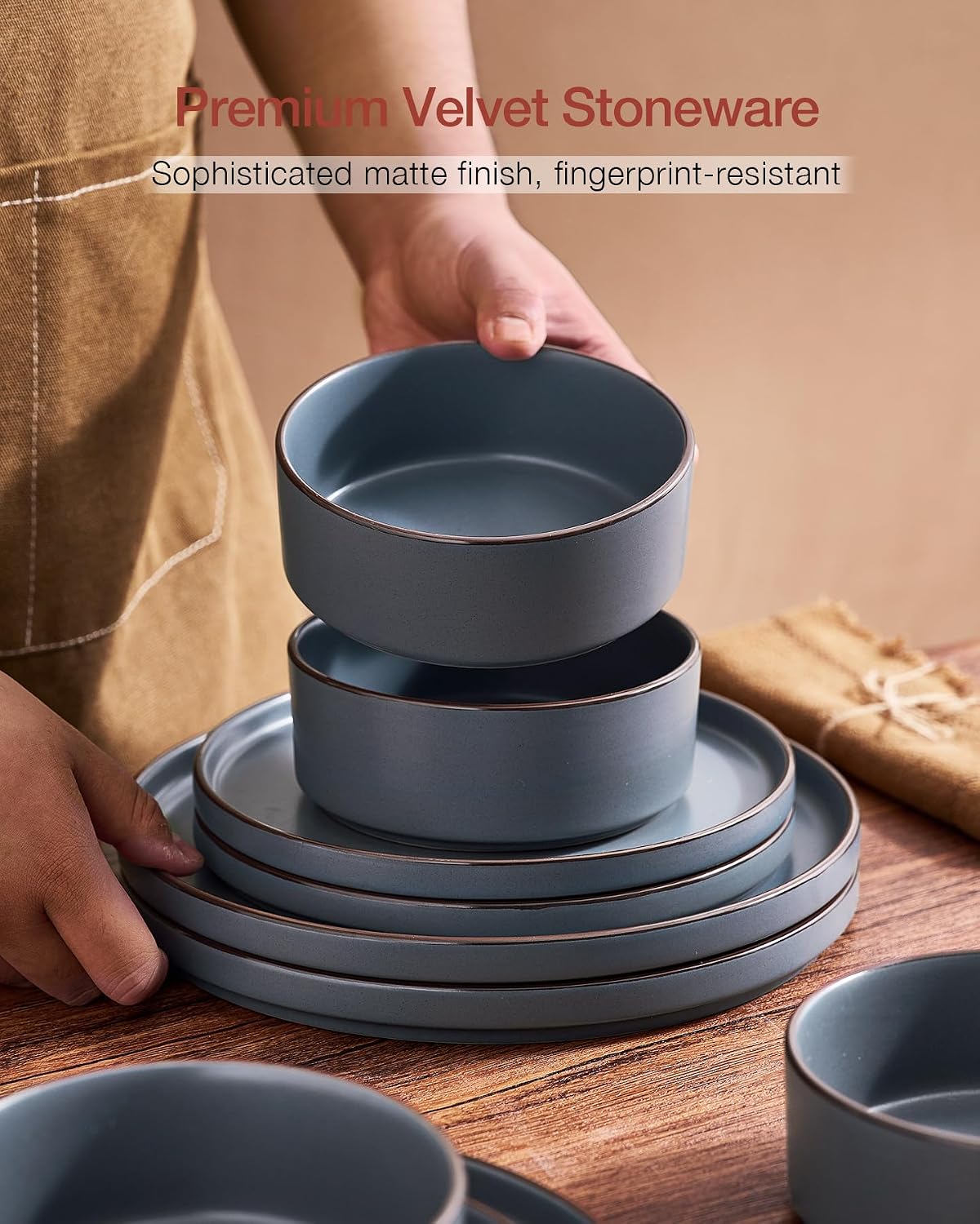 Detalle 2 de Famiware Nebula Ridge stoneware dinnerware 12-piece