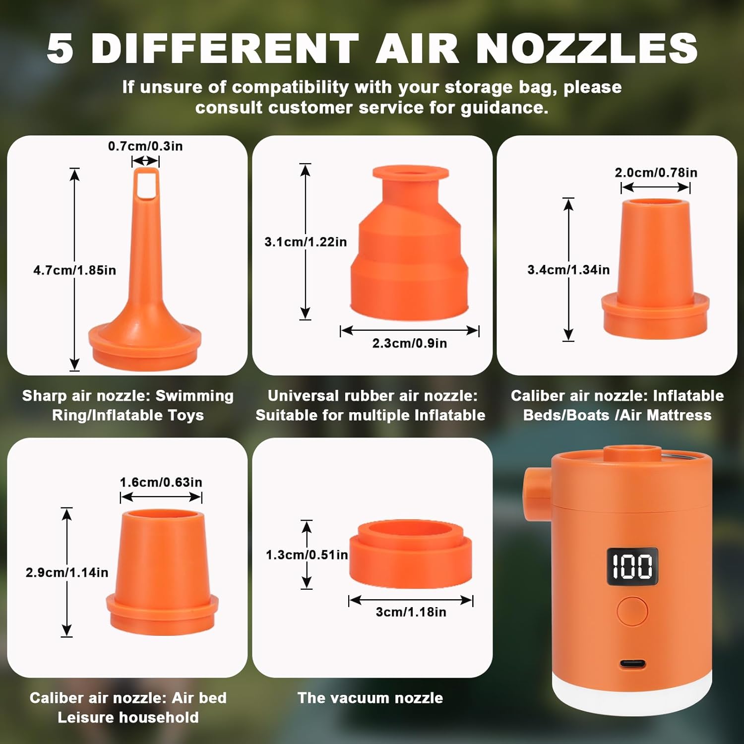 Thumbnail 6 de Portable Air Pump for Inflatables: Type-C Rechargeable, Ultra-Compact with 5 Nozzles