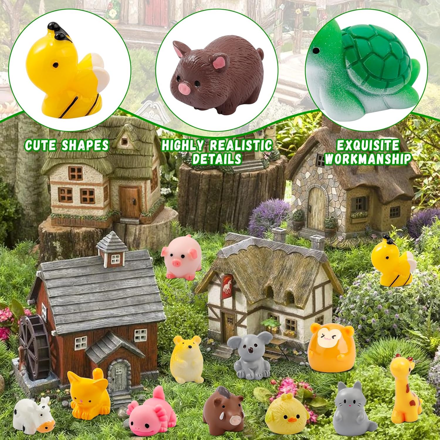 Thumbnail 5 de WIURGOHA 50 Pcs Mini Resin Animals set