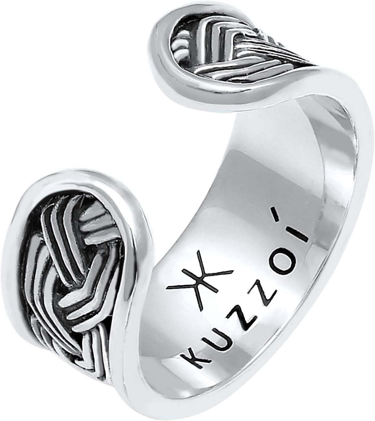 Thumbnail 3 de Kuzzoi Herrenring 10 mm offen verstellbar aus 925 Sterling Silber (Vintage Look)