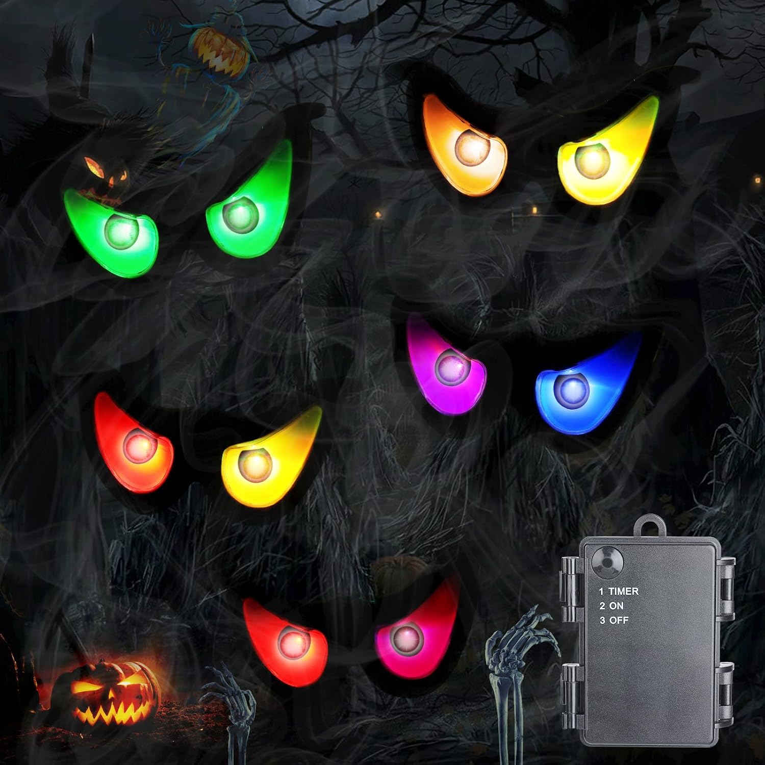 Detalle de iShabao Spooky Eyes Halloween String Lights, RGB LEDs, 6.5 ft, Timer
